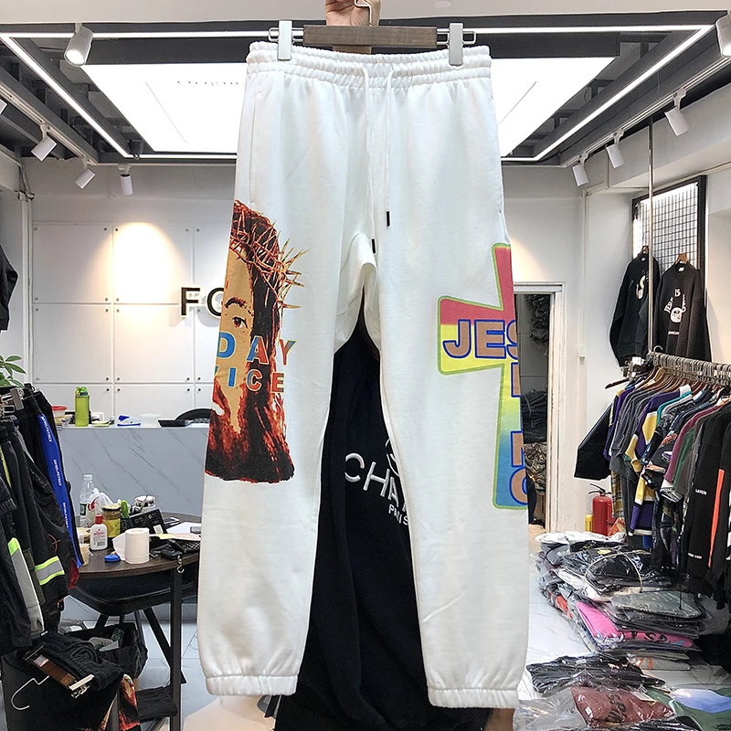 

Kanye West Sunday Service Sweatpants 2020 Men Women Jesus is king Pants High quality terry cotton pants wyoming