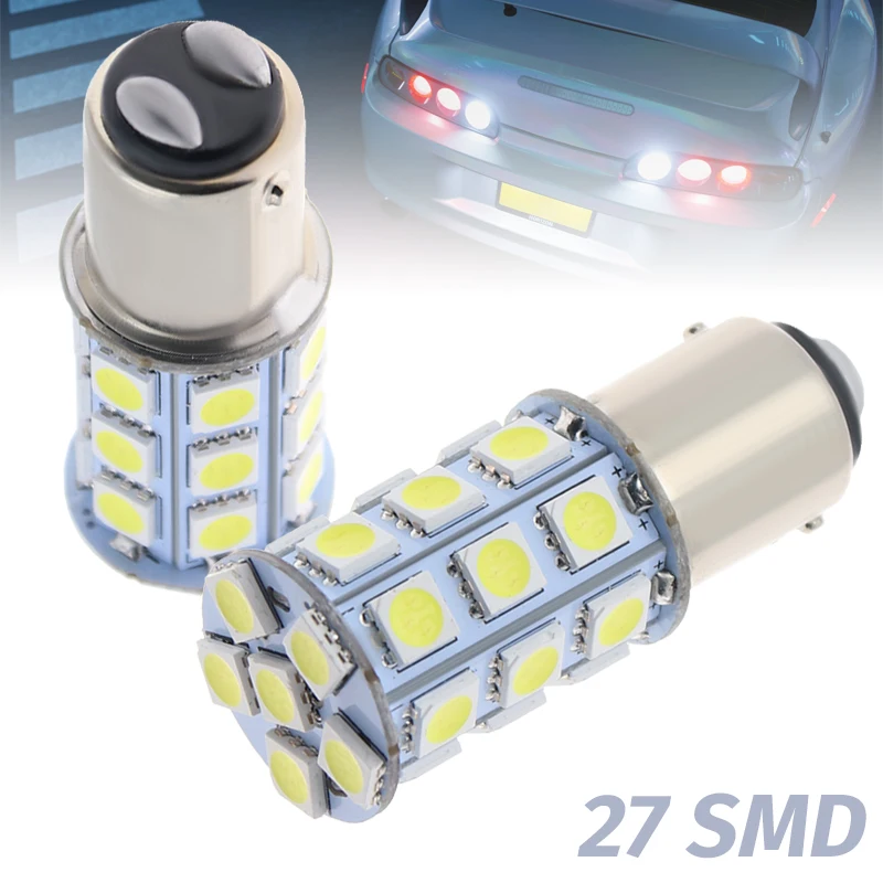 10pcs For Car Boats Replacement White 27-SMD BA15D Cabin Marine Boat LED Interior Lights Bulbs 1004 1076 1142 12V 3000K 6000K