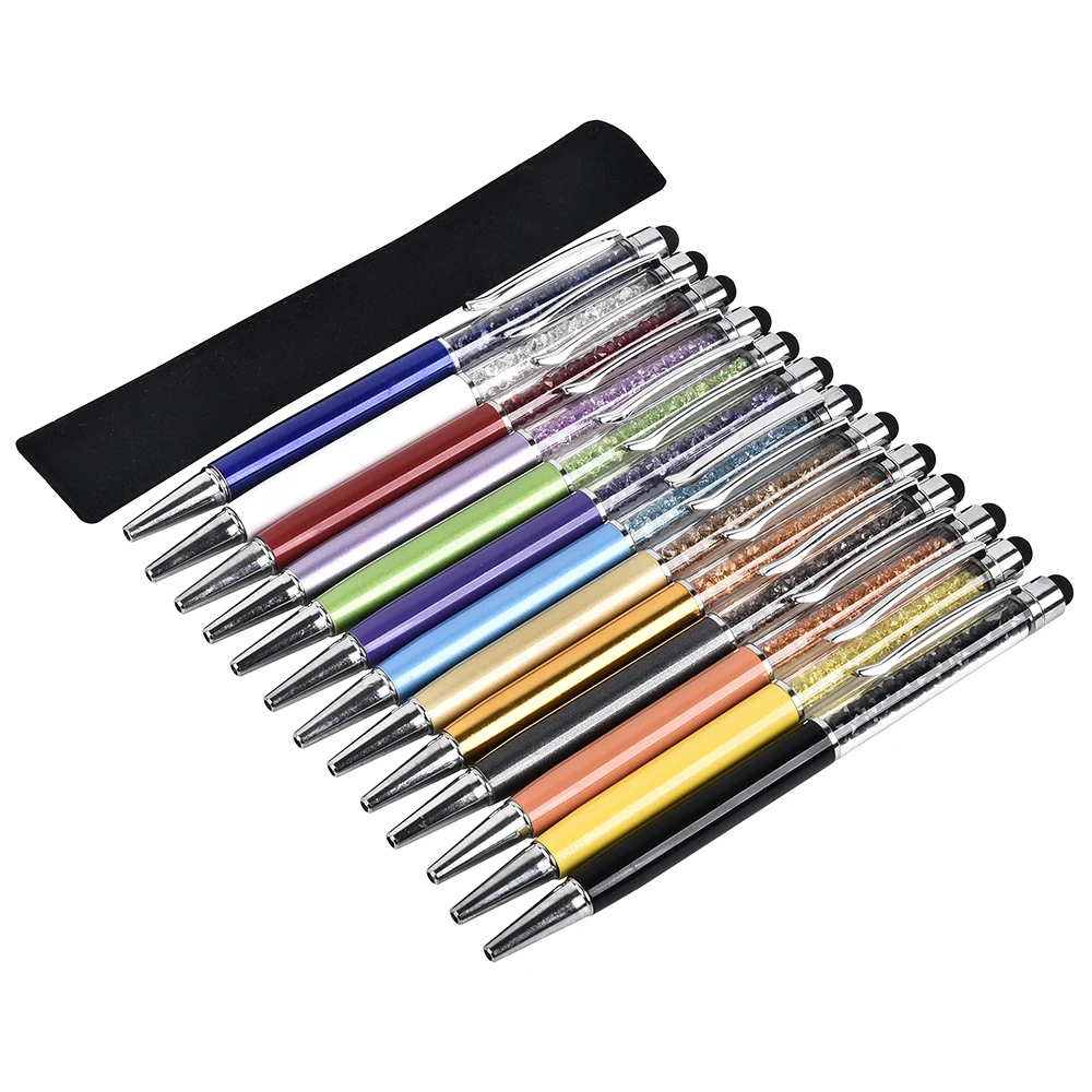 Mixed ColorWith Bag 10 шт. персонализированный гравированный Кристалл бриллиант металлические шариковые ручки стилусы для сенсорных экранов свадебный подарок для предродовой вечеринки - Color: Mixed ColorWith Bag
