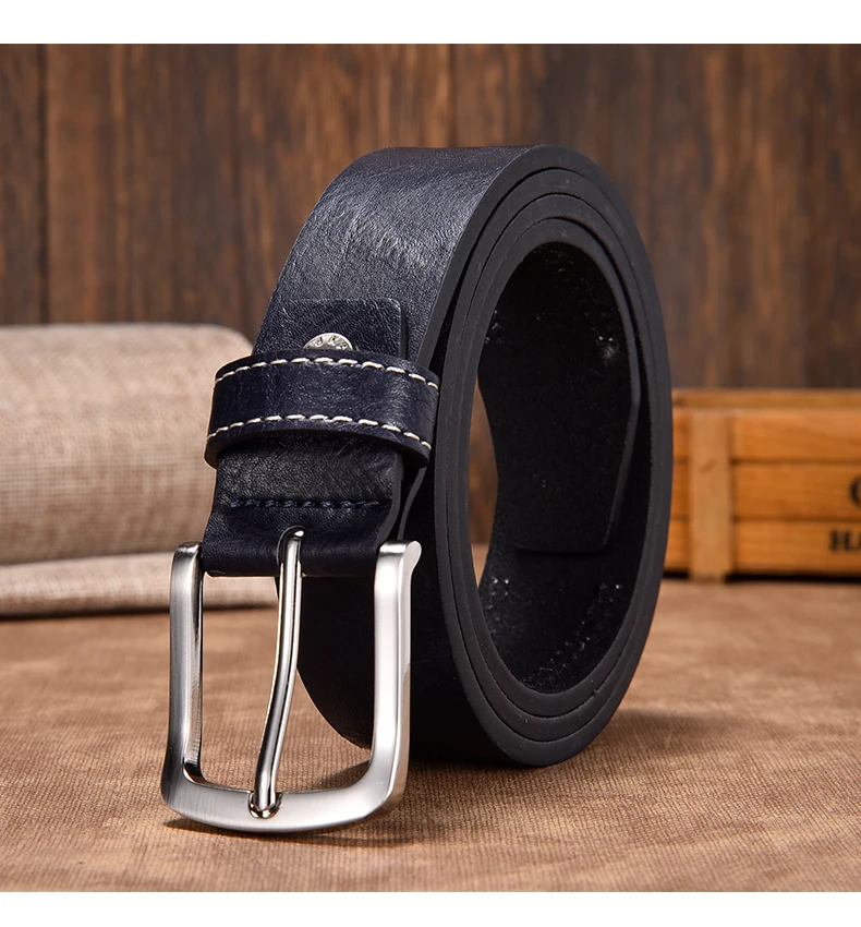 Ремни мужские кожаные деловые дизайнерские ремни мужские винтажные роскошные высококачественные пряжки для брюк коричневый черный темно-синий цвет