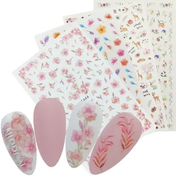 

1pcs 3D Nail Slider Pink Cherry Blossoms Sticker Decals Flower Design Adhesive Manicure Tips Nail Art Decorations