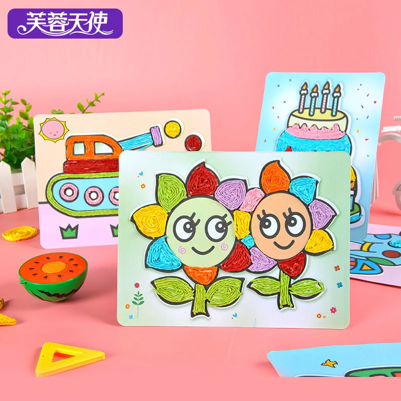 Игрушки для детей, для девочек, бумажная веревка для рисования, сделай сам, наклейки на материал, набор для детского сада, веревка, аксессуары для рисования, Забавный креативный подарок