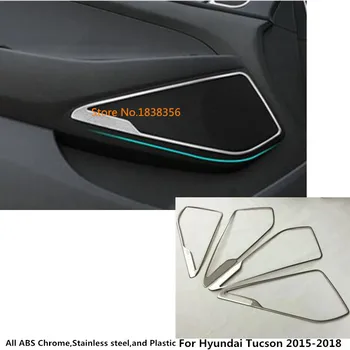 

For Hyundai Tucson 2015 2016 2017 2018 Car styling stick stainless steel detector Inside Door Audio Speak Sound Ring lamp trim
