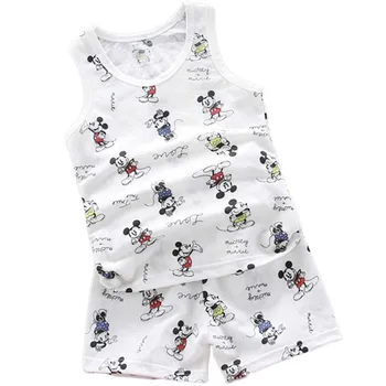 

Summer Baby Boy Girl Clothing Set Cartoon Mickey Mouse Dinosaur Vest Top+Shorts 2 Pcs/Set Outfit Kid Clothes Fashion Sport Suits