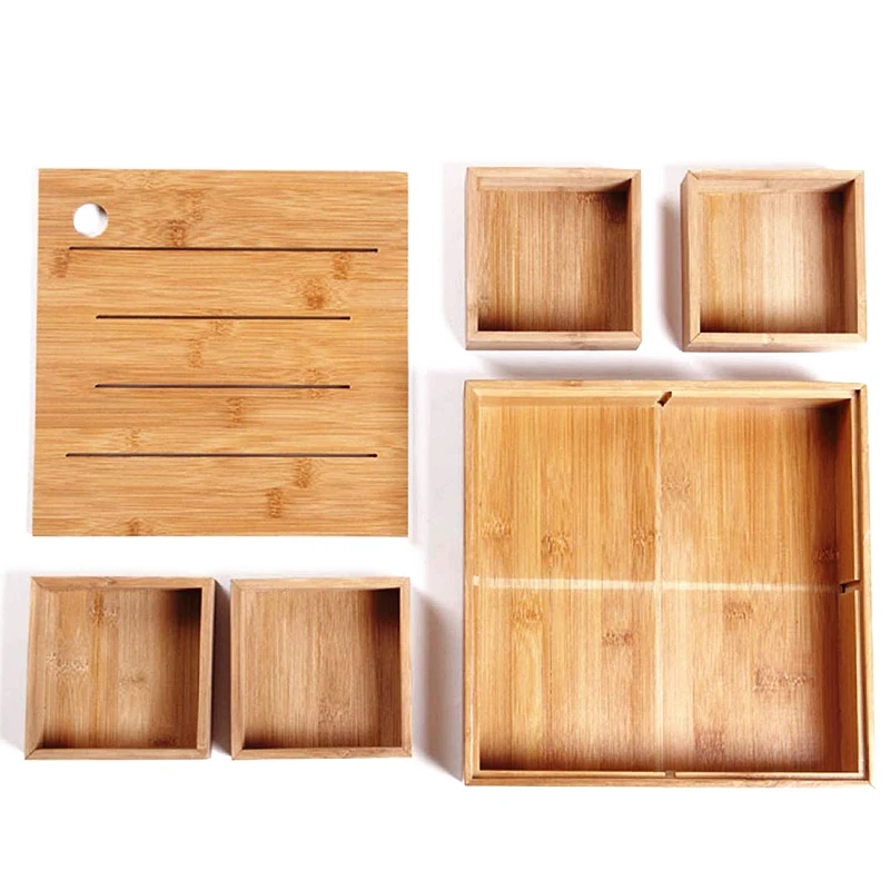 

Botique-Nut Box Bamboo and Wood Dried Fruit Plate Compartment with Lid Dried Fruit Box Fruit Plate Multi-Function Storage Tray