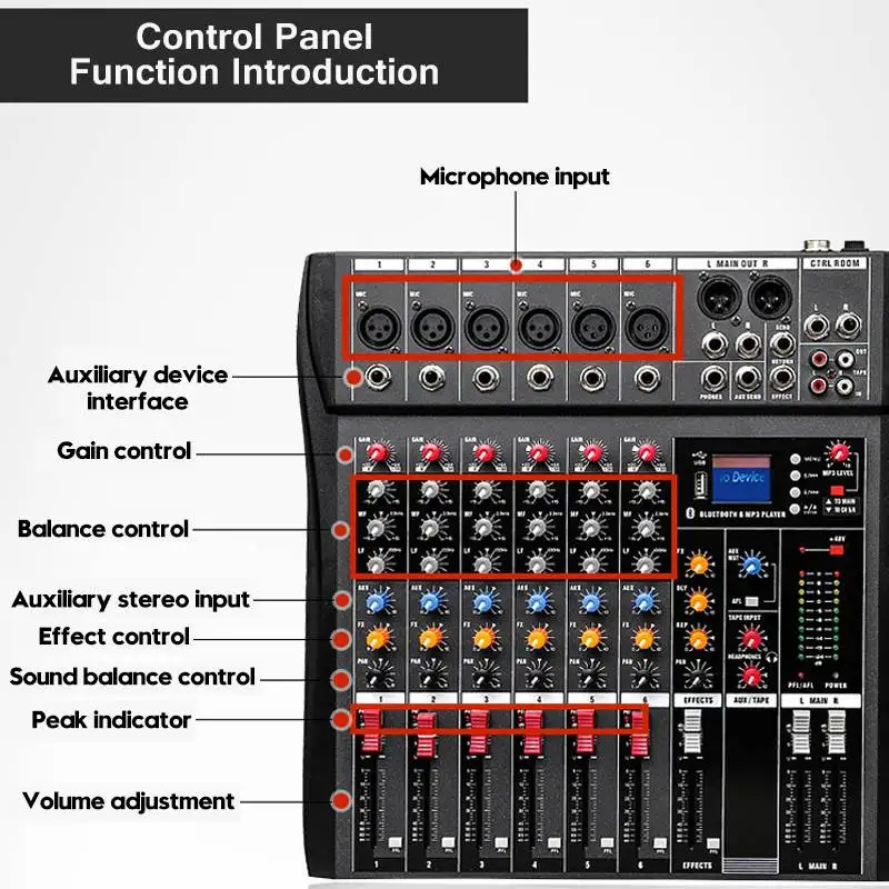Studio o Sound Mixing Console Bluetooth USB Record