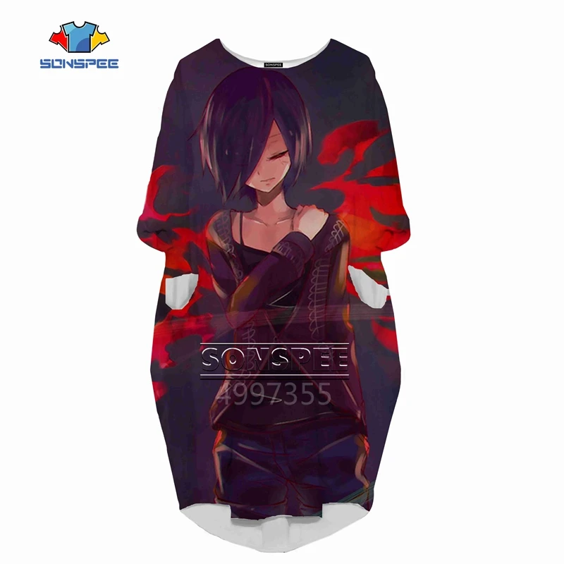 SONSPEE 3D печатных Kirishima Tōka Harajuku женское модное Повседневное платье в стиле хип-хоп высокого качества с длинным рукавом женская одежда для девочек L20