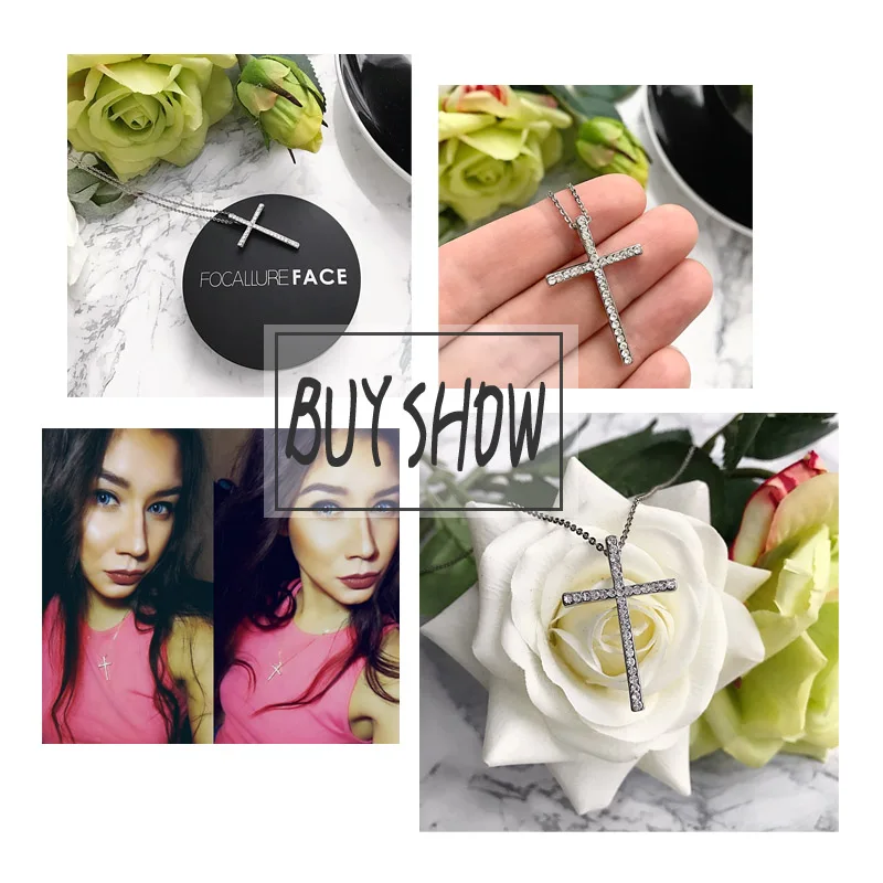 SINLEERY Silver Color Rhinestone Cross Pendant Necklace Chain For Women And Girl Choker Free Shipping XL402 SSH - Image 3