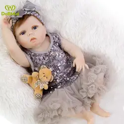 57 см Новое лицо полный Силиконовый реборн девочка кукла игрушки новорожденная принцесса малыш девочки младенцы кукла ребенок купать
