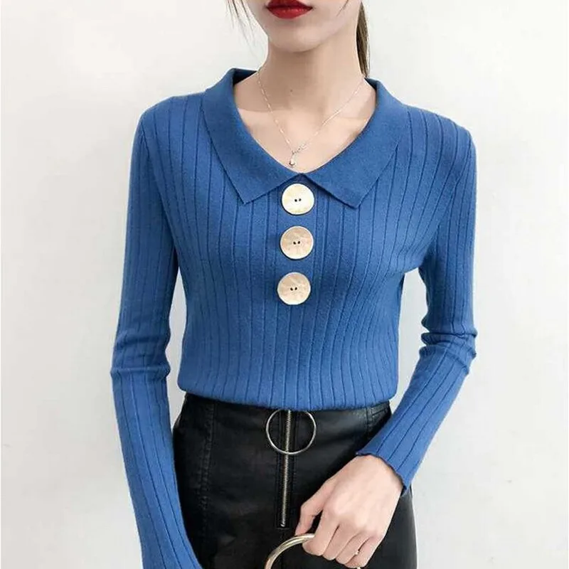 Women Autumn Winter Fashion Casual Solid Sweater Long Sleeve Button V-neck chic Sweaters Female Slim Knit Top Pullovers Women Autumn Winter Fashion Casual Solid Sweater Long Sleeve Button V-neck chic Sweaters Female Slim Knit Top Pullovers