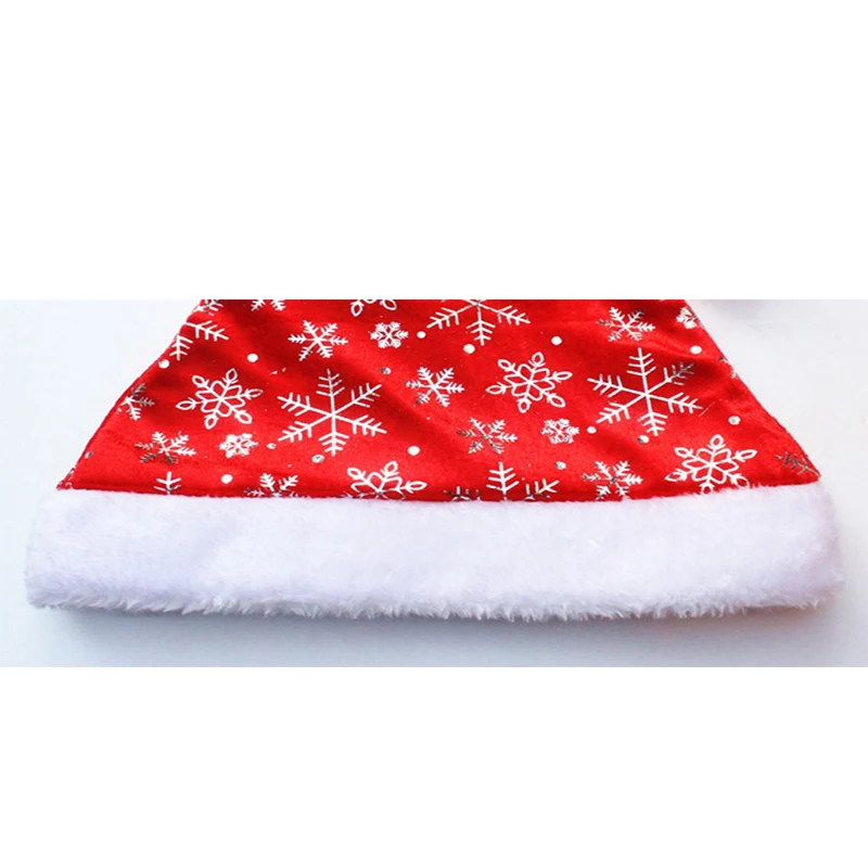 Christmas hat 5 pieces/bag Gift Short plush print sowflake hats Adult children's party Christmas decorations 28*40CM