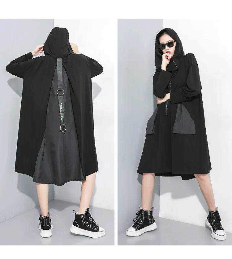 Max LuLu Модные корейский стиль Осенняя Женская одежда в стиле панк женские с капюшоном платья с карманами Винтаж элегантный уличная длинные Vetsidos