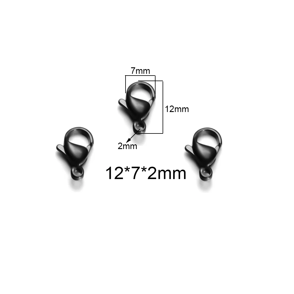 12mm Semitree 25 шт. Нержавеющая сталь золотистый и черный карабины бижутерии, материал для рукоделия Цепочки и ожерелья Аксессуары для изготовления браслетов 9/10/12/15 мм - Цвет: 12mm