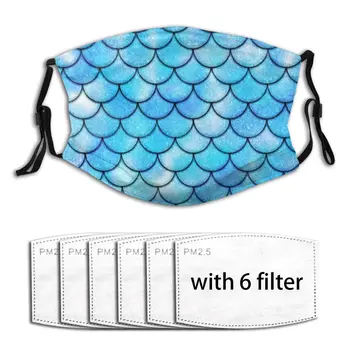 

Washable Reusable Air Pollution Face Mask Carbon Filter Nose Mouth Mask Daily Mask Blue Mermaid Respirator Mouth Cover