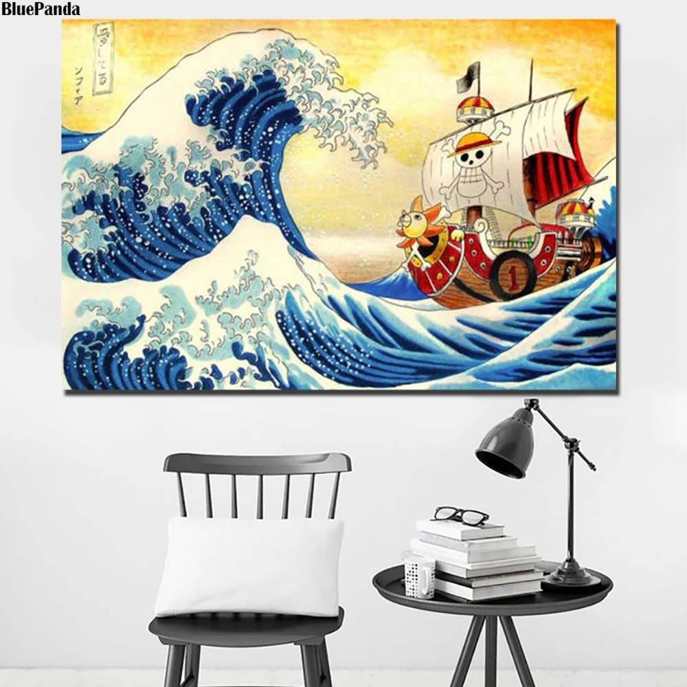 Большая волна волны от Katsushika плакат Hokusai живопись на холсте спальня настенное