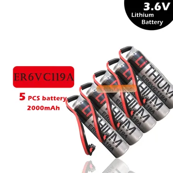 

5Pcs/Lot 100% Original New For TOSHIBA ER6V ER6VC119A 3.6V 2000mAh PLC Battery With Black Plug Free Shipping