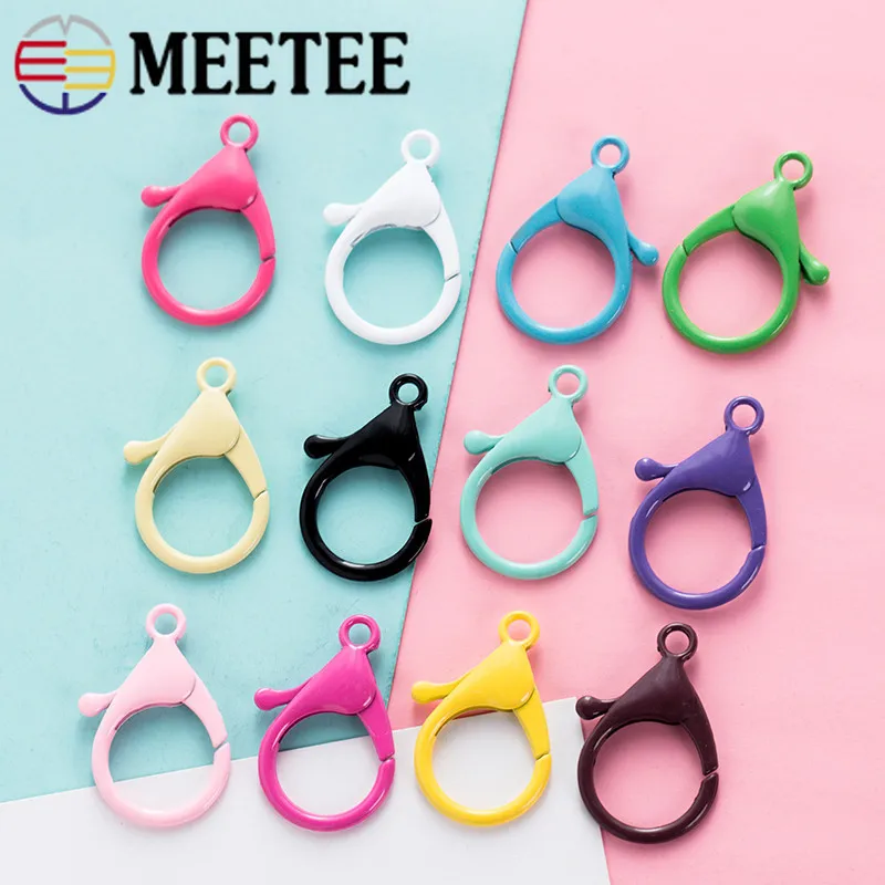 

Meetee 30pcs 35mm Lobster Buckle Colorful Key Ring Spring Hook Dog Collar Buckles Key Chain Handbag Pendant Decoration BF281