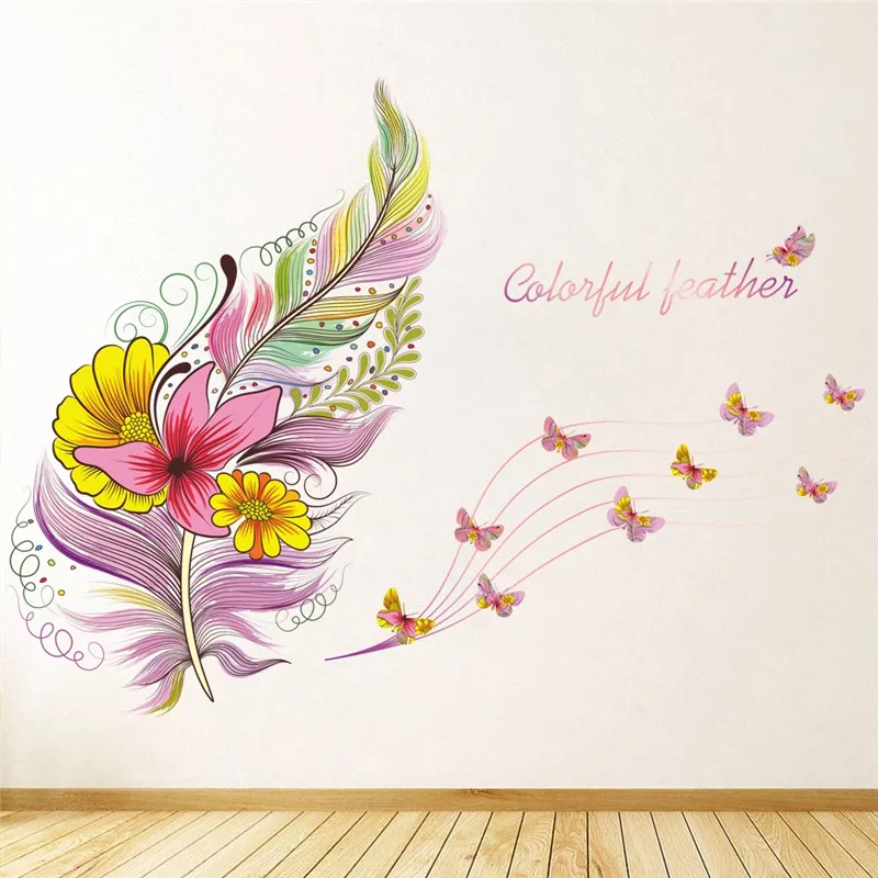 3d-vivid-feather-butterfly-birds-flower-wall-stickers-home-decoration-living-room-pvc-wall-decals-diy