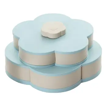 

Creative Double-layer Petal Candy Box Nuts Case Snack Storage Box Container Living Room Rotating Fruit Plate Desktop Organizer