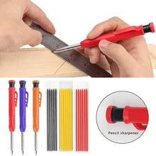 

Carpenter Pencil Set Refill Leads Built-in Sharpener Deep Hole For Carpenter Scriber Arch Mechanical Pencil Marker Tool Durable