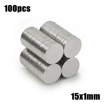 

100pcs 15x1mm Super Powerful Strong Bulk Small Round NdFeB Neodymium Disc Magnets Dia 15mm x 1mm N35 Rare Earth NdFeB Magnet