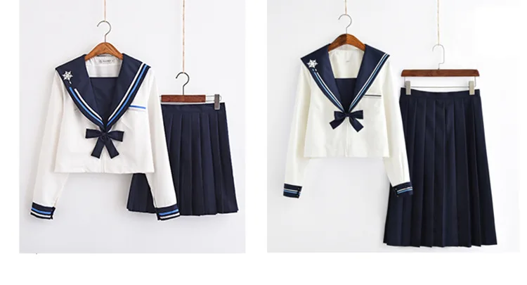 Japanese School Dress Uniforms Sailor Suit Cosplay Snowflake Embroidery School Uniform For Girls Students Anime Pleated Skirt