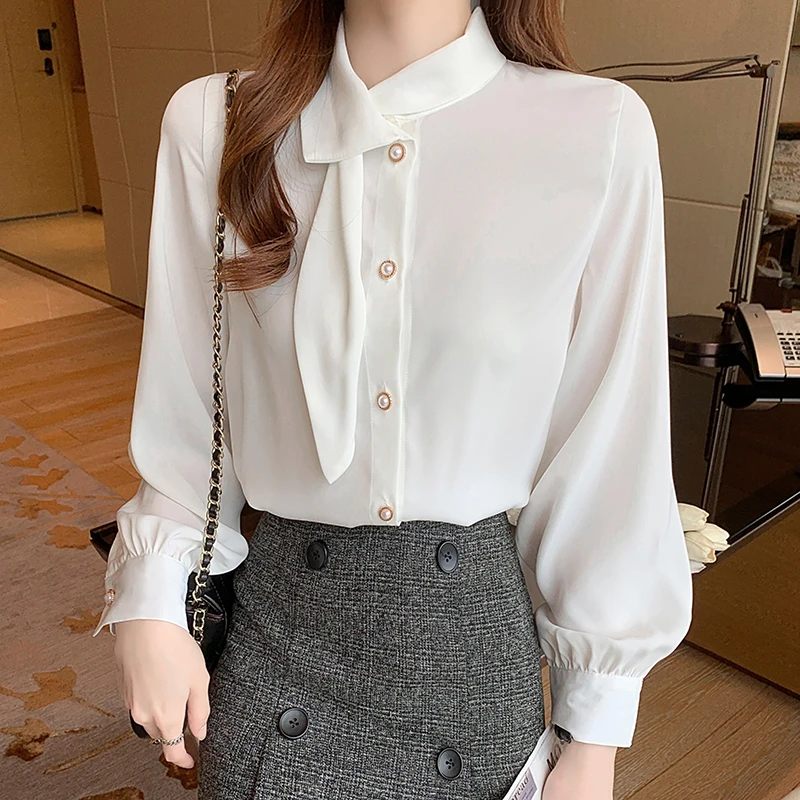 Ladies white chiffon tops Clearance