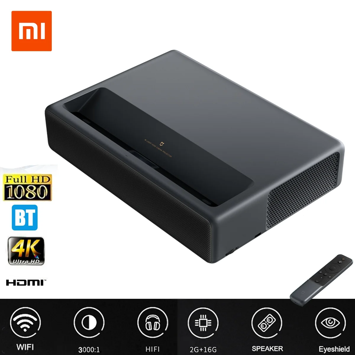 Лазерный проектор Xiaomi Mijia TV 4K Full HD 1500 ANSI 150 дюйма HDR10 домашний кинотеатр без экрана |
