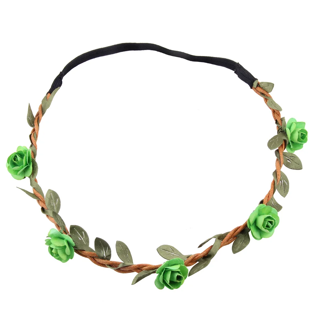 Green headband Meimile, Цветочная повязка для волос для женщин, милые аксессуары для волос, цветок розы, ободки для девочек, праздничные подарки - Цвет: Green headband