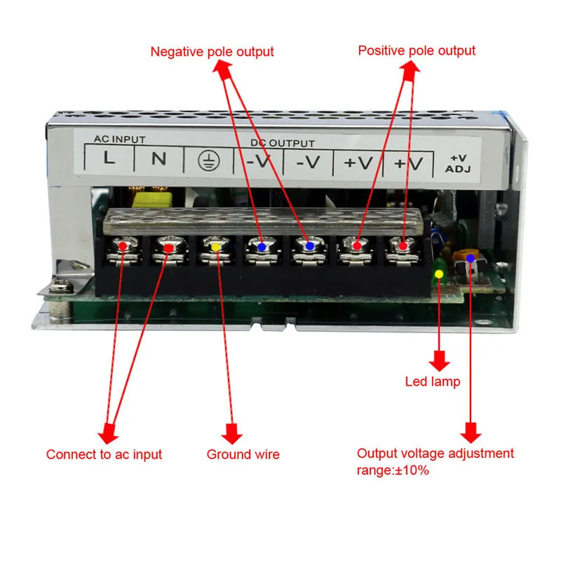 ANDRISE Ac 100-240 В в Dc сетка Железный корпус переключение 24 В 1a 2a 3a 4.2a 5a 120 Вт источник питания для светодиодных ламп