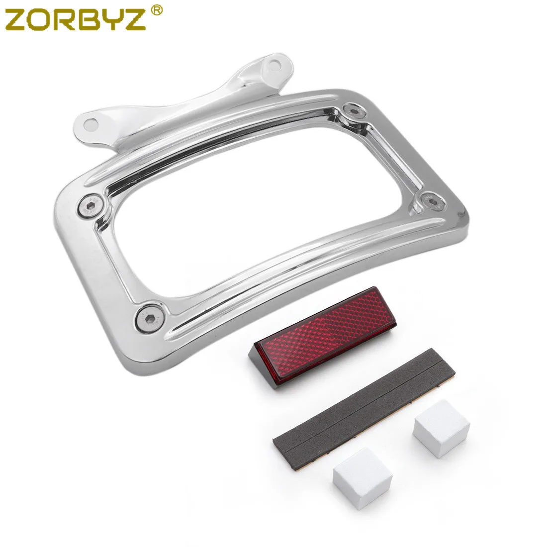 ZORBYZ мотоциклетные хромированные задние изогнутые номерные знаки Рамка