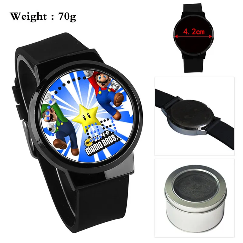 Супер Марио игры мальчиков девочек часы водонепроницаемый светодиодный сенсорный экран наручные часы студенческий подарок