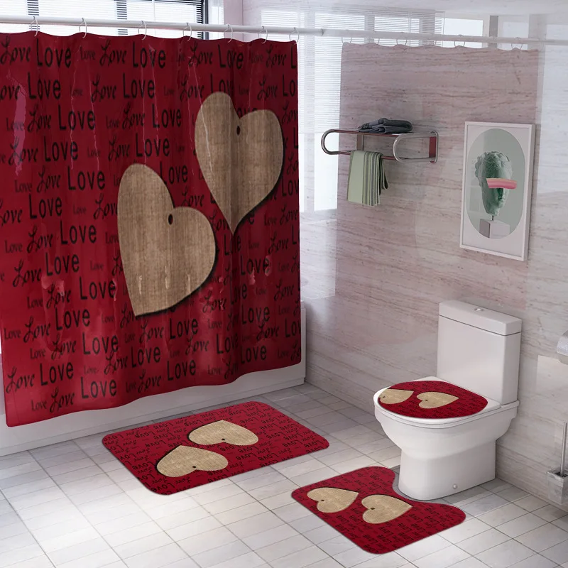 Занавески для душа 4 шт., покрытие для ковра, покрытие для унитаза, набор ковриков для ванной, занавески для ванной комнаты с 12 крючками