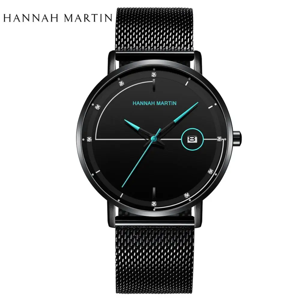 HM-10101L Японский Move для мужчин t стиль Модные мужские s часы лучший бренд класса люкс кварцевые часы для мужчин сетка сталь водонепроницаемый ультра-тонкий наручные часы - Цвет: HM-10101L