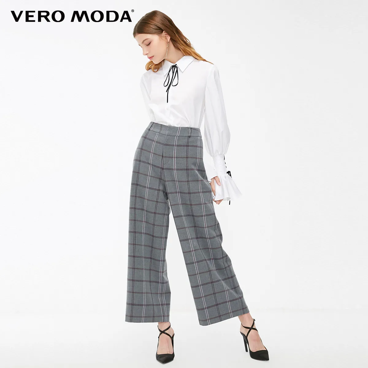 Vero Moda Женские клетчатые широкие брюки с молнией спереди | 319150511