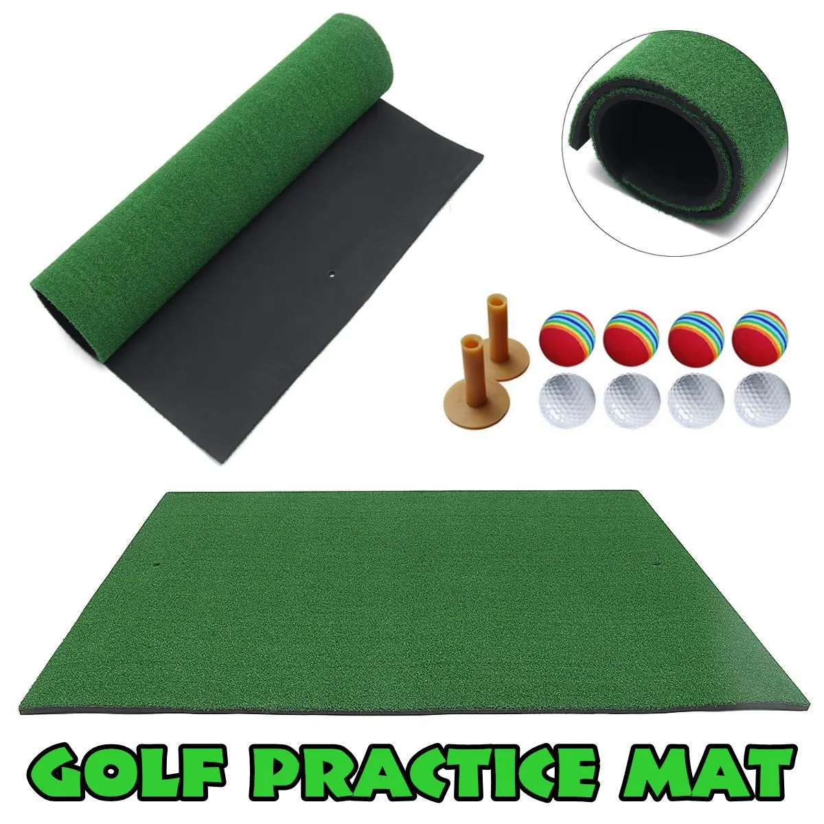 Indoor Backyard Golf Mat Training Hitting Pad Practice Rubber Tee Holder Grass Mat Grassroot Green Golf Training Tools 125X100cm Indoor Backyard Golf Mat Training Hitting Pad Practice Rubber Tee Holder Grass Mat Grassroot Green Golf Training Tools 125X100cm