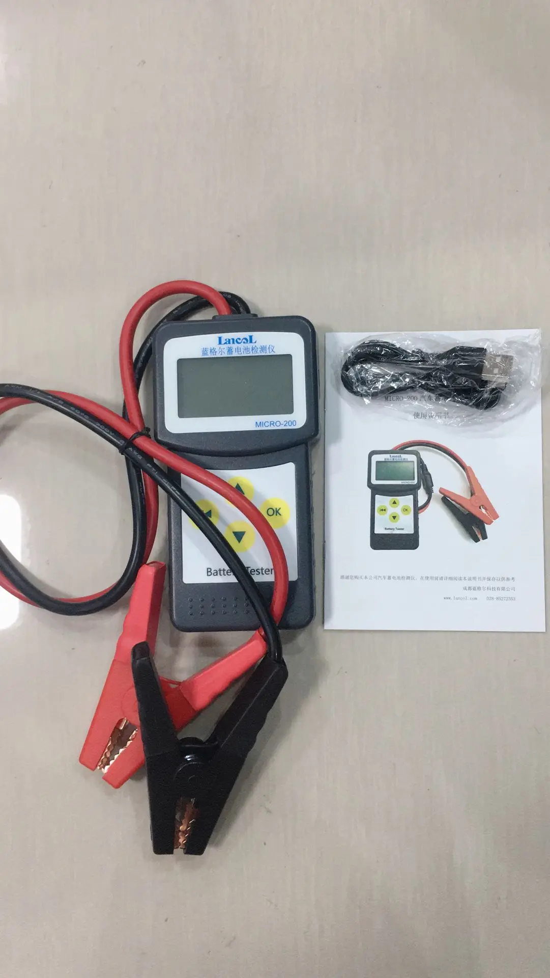 MICRO-200 12 В Aumotive автомобильный тестер батареи 2 зажимы USB кабель автомобильный ЖК-цифровой анализатор батареи автоматический диагностический инструмент