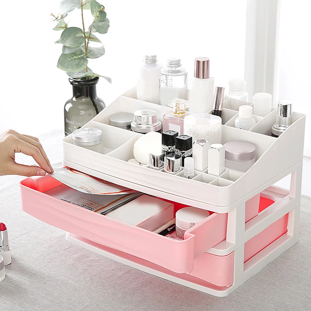  Plastic Cosmetic Drawer Makeup Organizer Makeup Storage Box Container Nail Casket Holder Desktop Su