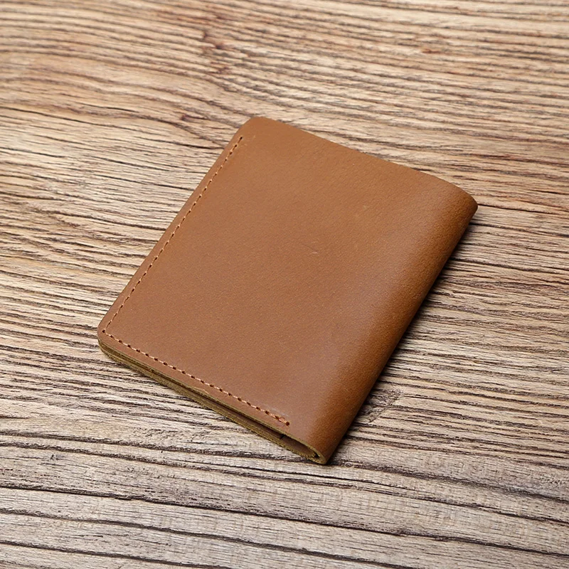 NZPJ Retro Leather Men's Wallet Crazy Horse Leather Women's Coin Purse Thin Money Bag Top Layer Leather Bank Card Holder