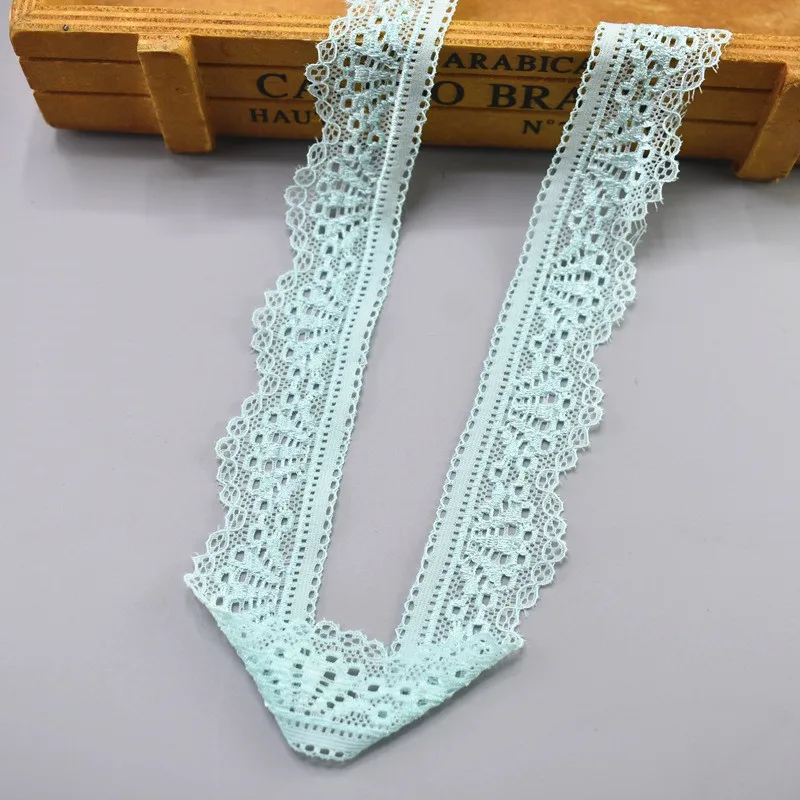 Mint Green Новое эластичное кружево, лента, тесьма 30 мм широкая отделка стрейч кружево отделка вышитый сетчатый шнур для шитья костюма африканская кружевная ткань - Цвет: Mint Green