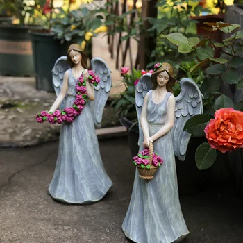 

Modern Resin Figurines Little Angel Flower Fairy Decoration Garden Accessories Crafts Outdoor Garden Country Gardening Ornaments