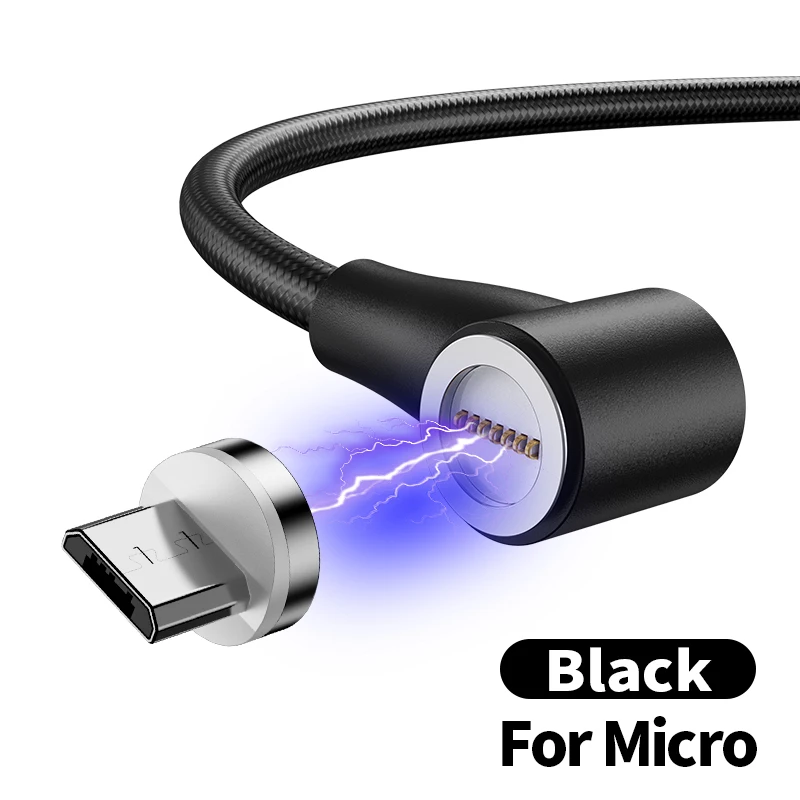 Магнитное зарядное устройство Micro usb type C кабель для iPhone 11 X Xiaomi Redmi Note 8 Pro мобильный телефон Быстрая зарядка магнит USBC type-C шнур - Цвет: Black Micro Cable