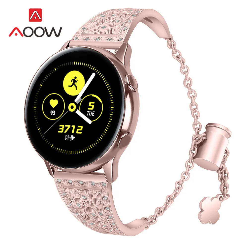Металлический ремешок-цепочка для samsung Galaxy Watch Active 2 40 мм 44 мм Active2 huawei Amazfit 20 мм 22 мм ювелирный браслет регулируемый