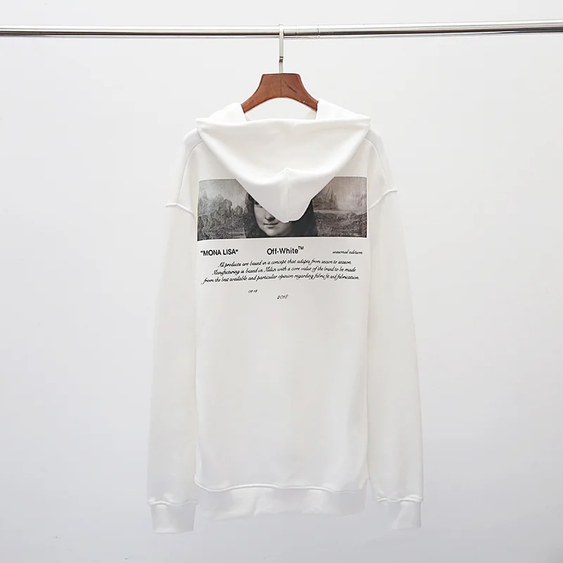 19ss Off-White OW "04" Мона Лиза для мужчин и женщин унисекс для влюбленных Модная хлопковая Повседневная Толстовка с капюшоном свободная Куртка Пуловер