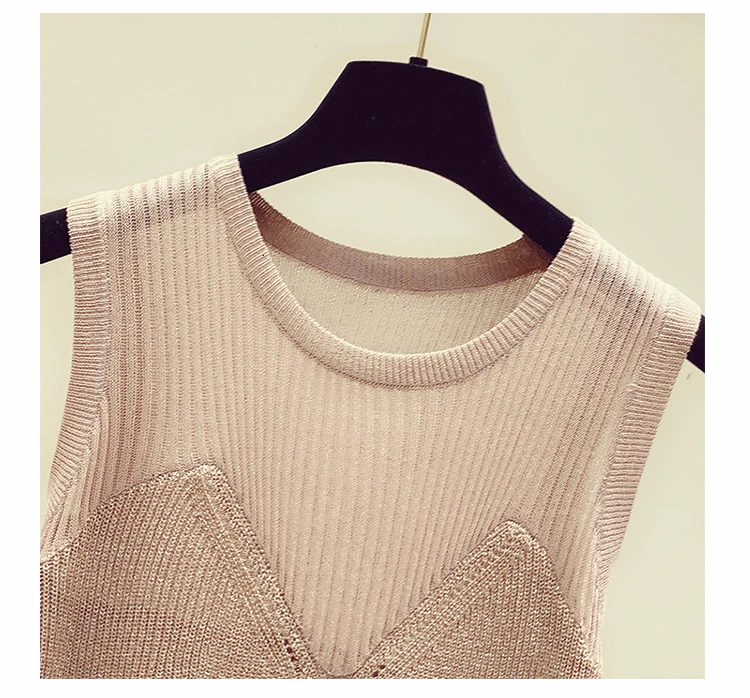 O-neck sleeveless knitted tank top women modis slim basic tops Korean all match Pullover autumn and summer new arrival