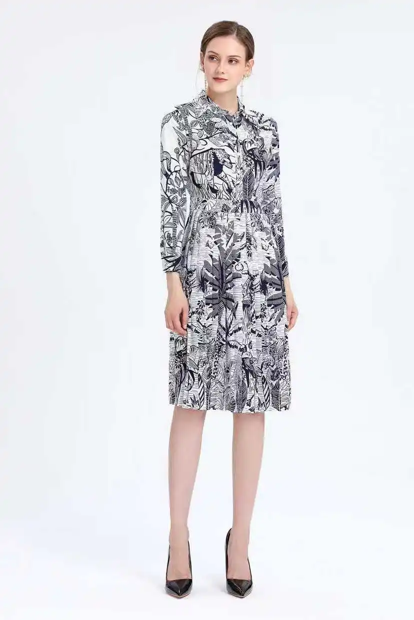 AH11204 High quality New Fashion Women Autumn Dress Luxury famous Brand European Design party style dress
