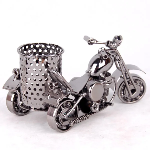 Criativo Pen-Holder Motocicleta Modelo, Iron Metal Arte,