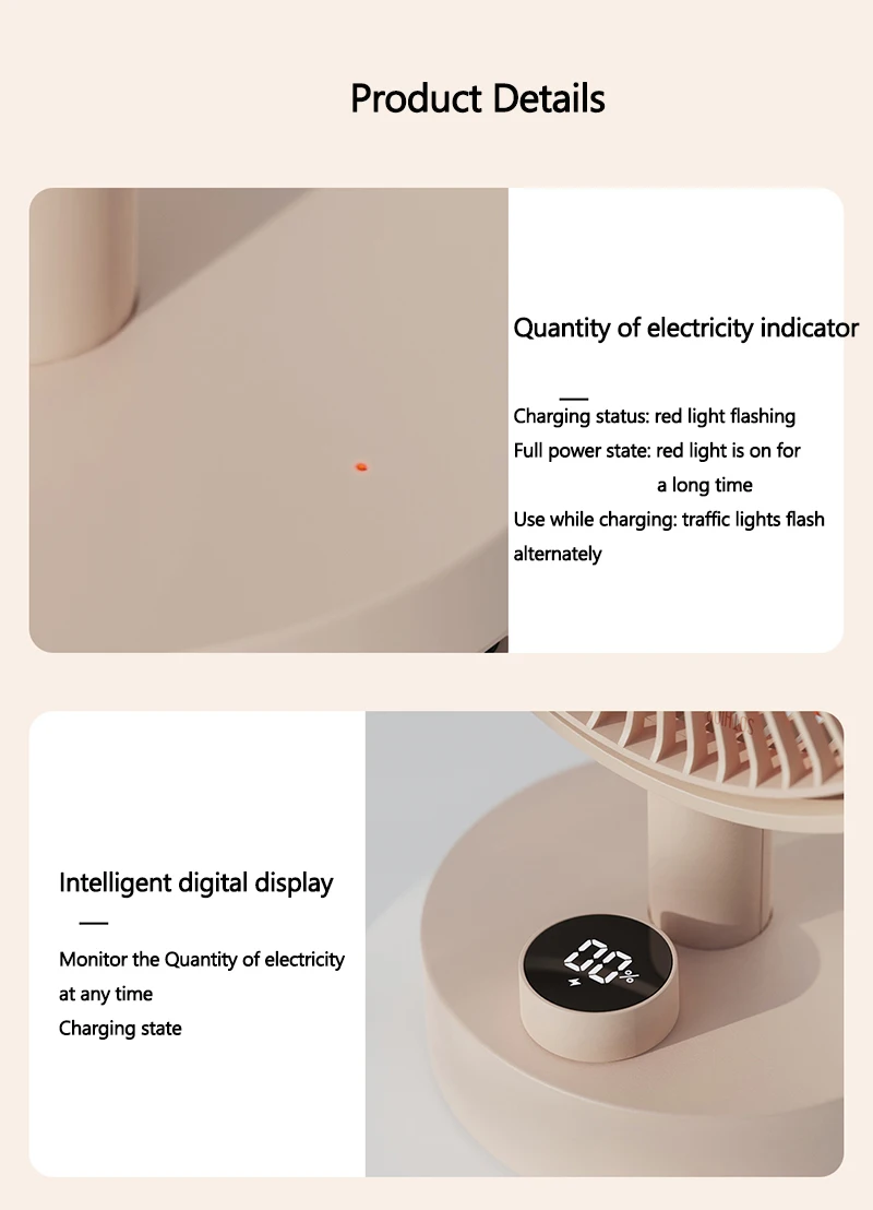 Xiaomi Sothing Desktop Fan with Digital Display Shaking Head description image 5