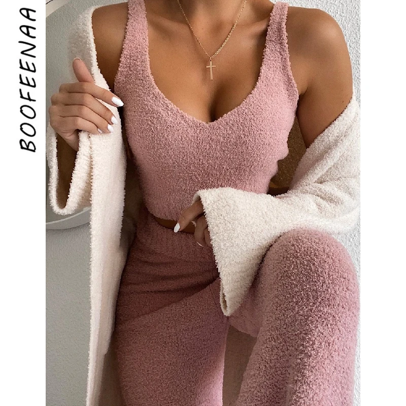 BOOFEENAA Cozy Plush Sweater Two Piece Set Crop Top and Pants Suit Casual 2 Piece Outfits for Women 2020 Lounge Wear C97-FD46 BOOFEENAA Cozy Plush Sweater Two Piece Set Crop Top and Pants Suit Casual 2 Piece Outfits for Women 2020 Lounge Wear C97-FD46