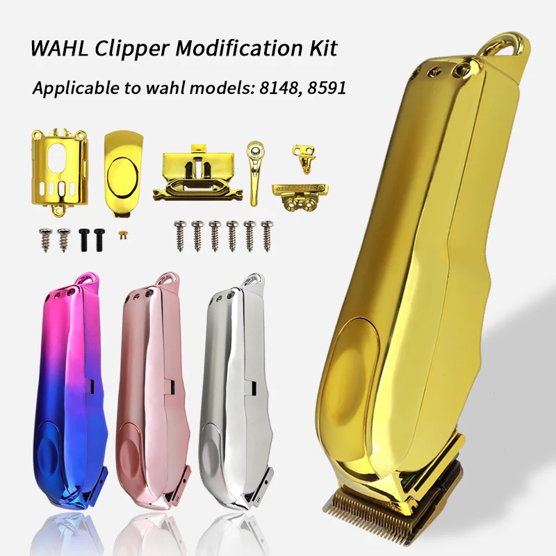 

For wahl 8148/8591 Clipper modified shell trimmer plating gold gradient color upper and lower cover motor cover accessories